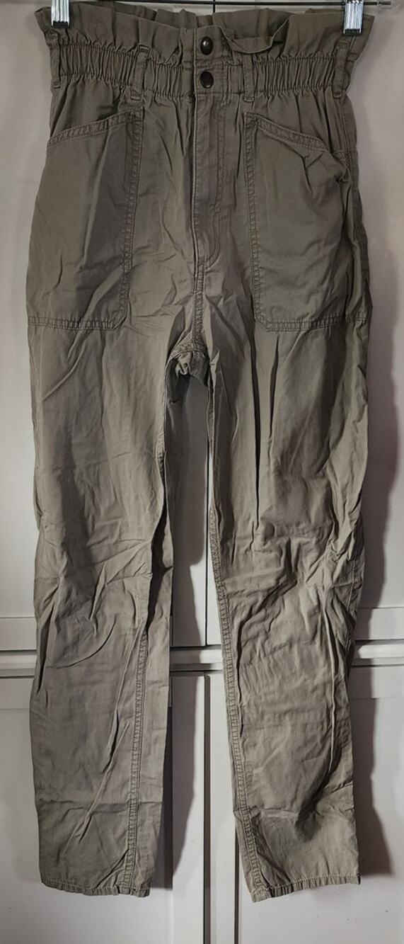 Abercrombie & Fitch Green Paperbag High Elastic Waist Pockets Pants Size XS